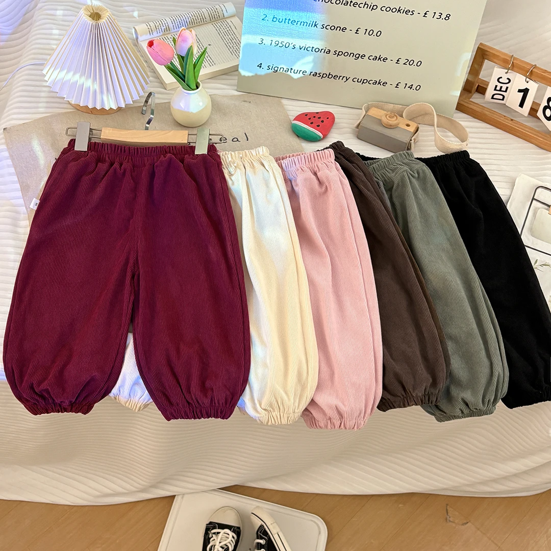2025新款春秋儿童小童灯芯绒裤子男童宽松洋气女童灯笼裤长裤