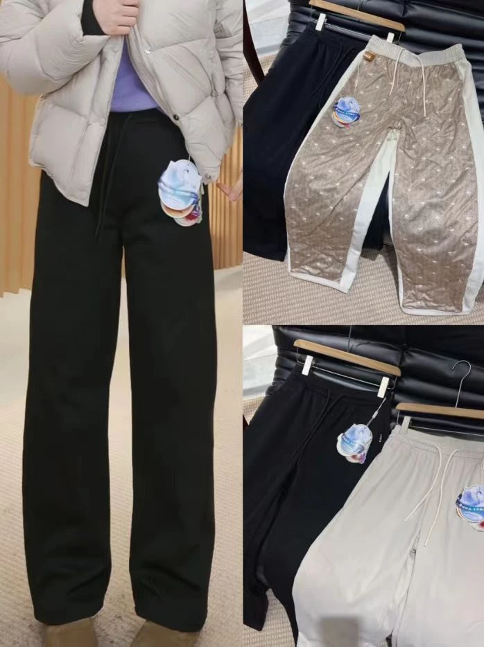 直筒休闲裤减龄女士加绒简约保暖百搭1F1031( 单品不退不换)
