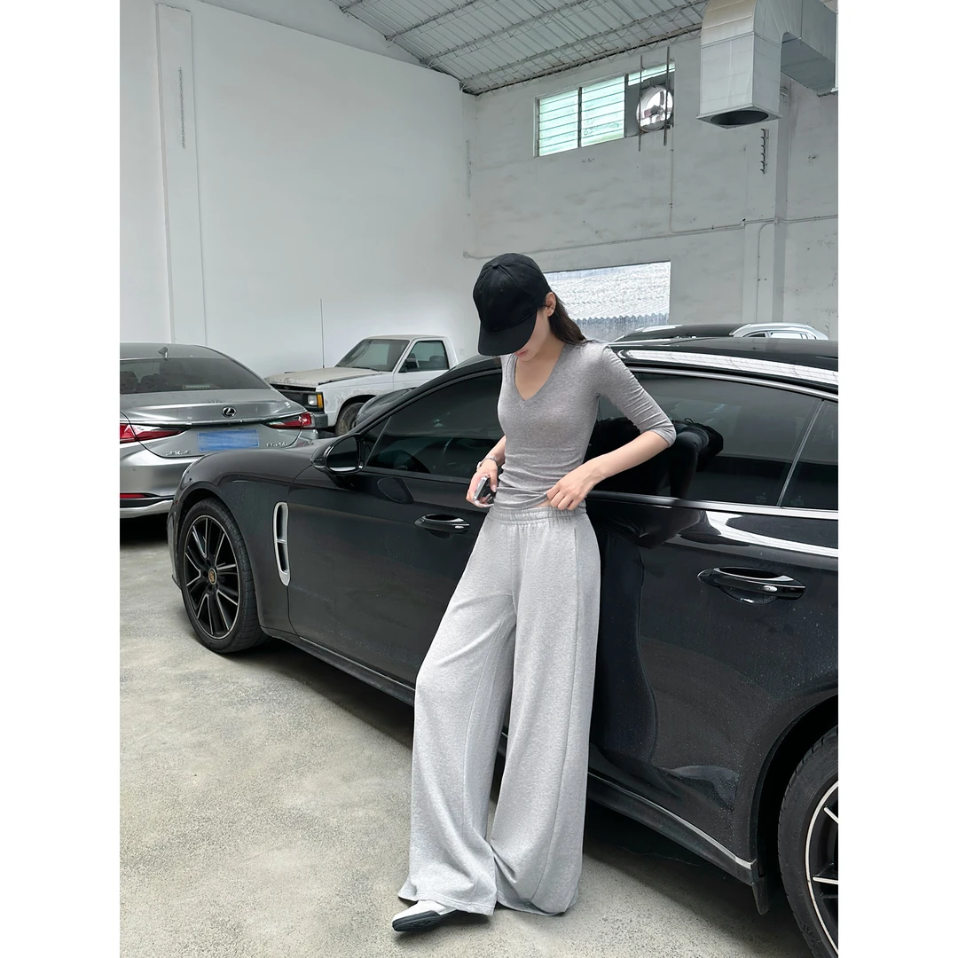 5werkwen 松弛慵懒 松紧腰纯棉百搭休闲卫裤