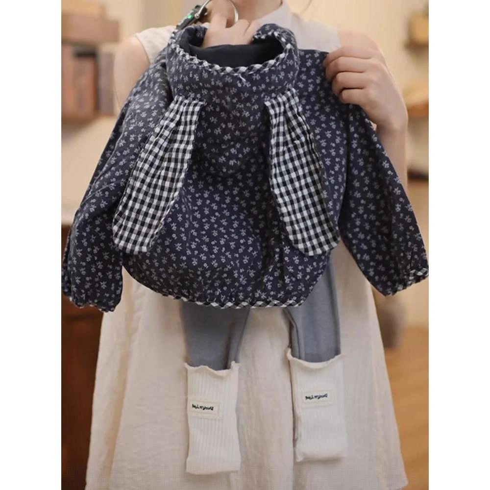 女童秋季套装2025新款女孩洋气百搭碎花冲锋衣连帽上衣灰色打底裤