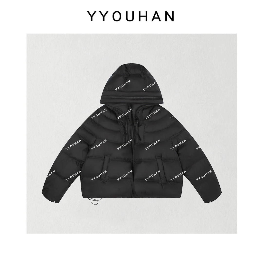 月月不吃鱼年货定制小众设计多拉链百搭连帽面包羽绒服 2412B6187