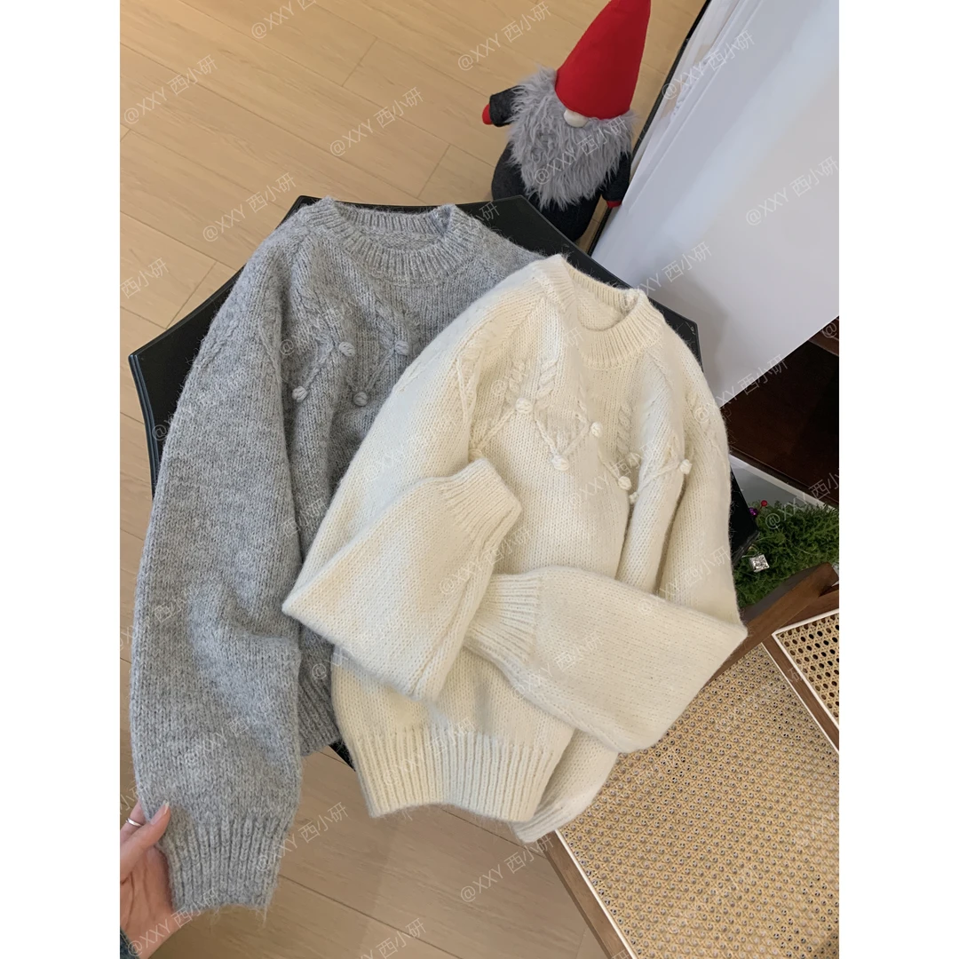 【雪松】羊毛手工 韩系麻花重工软糯慵懒风秋冬套头毛衣女