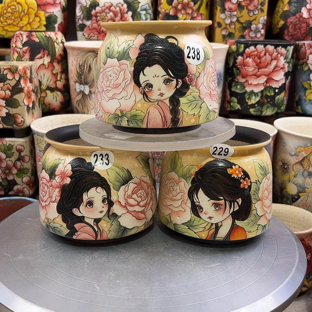 摆件景德镇陶瓷花盆