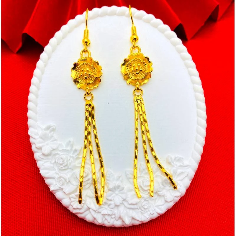 铜合金耳饰 【鲜花流苏耳钩】时尚不掉色百搭长款经典流苏气质耳环
