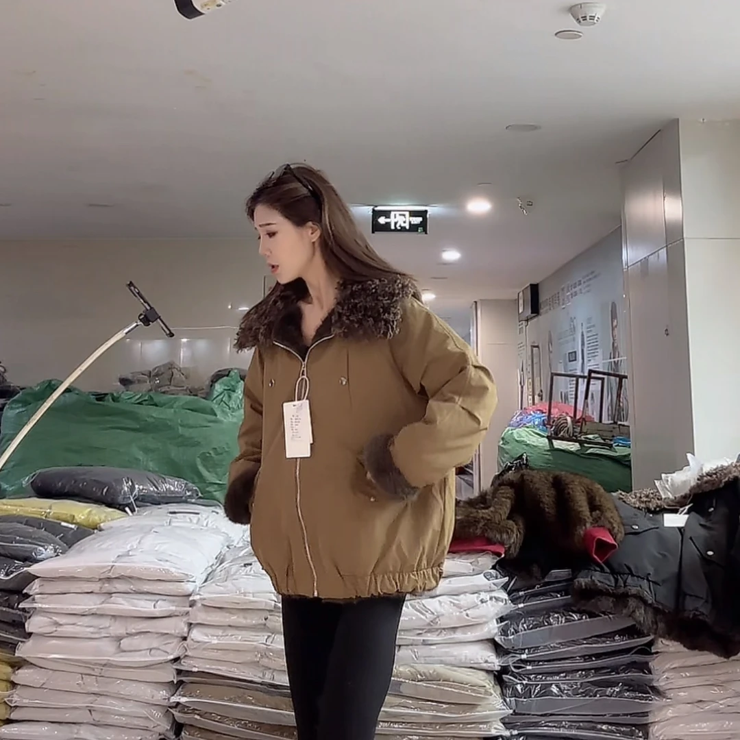 【柒汐】推荐冬季韩版加毛夹棉外套25238