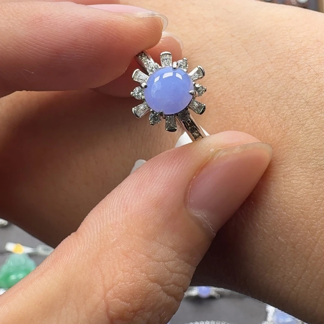 翡翠银S925镶嵌戒指天然缅甸翡翠A货