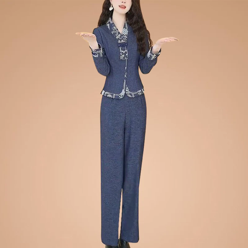 早春穿搭一整套女2025新款洋气减龄休闲收腰显瘦上衣阔腿裤两件套