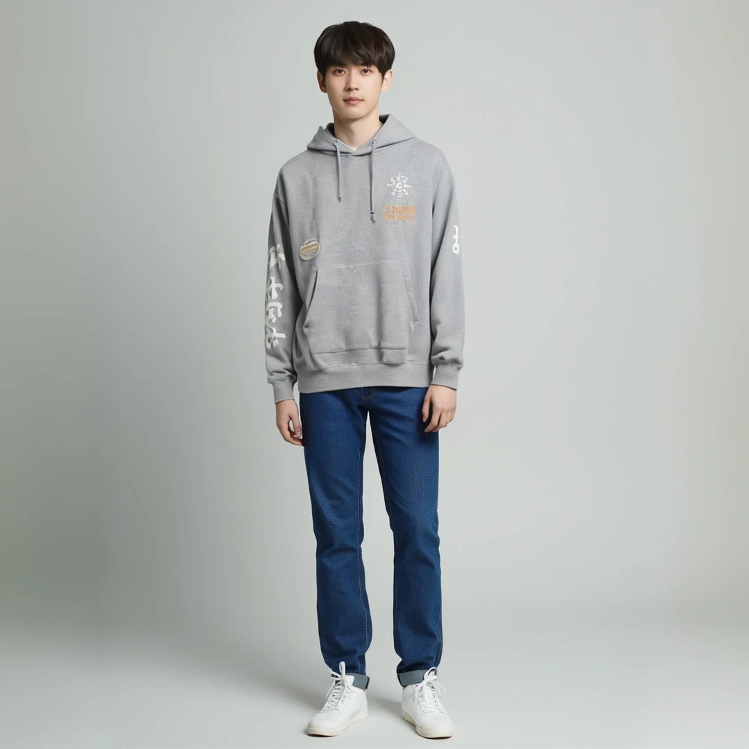 中国李宁男子卫衣2023秋季新款潮流休闲宽松套头连帽卫衣AWDT691