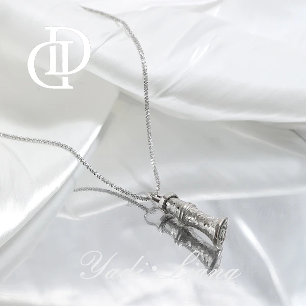 坠链均925银 梁雅帝新品【比萨斜塔】车花冰柱气质时尚纯银项链