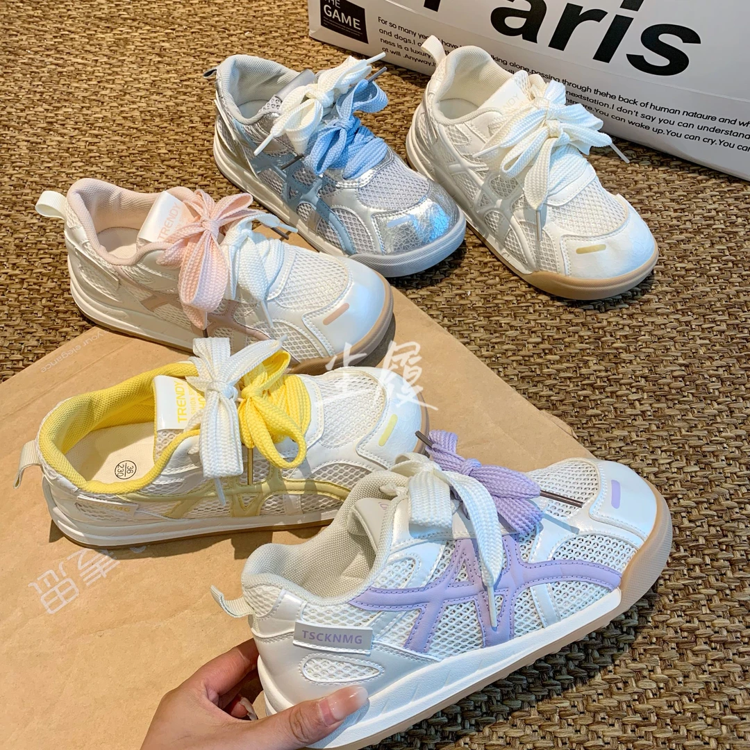 CHENLV/尘履2025年春夏新款平底透气皮网拼接春秋时尚百搭女鞋