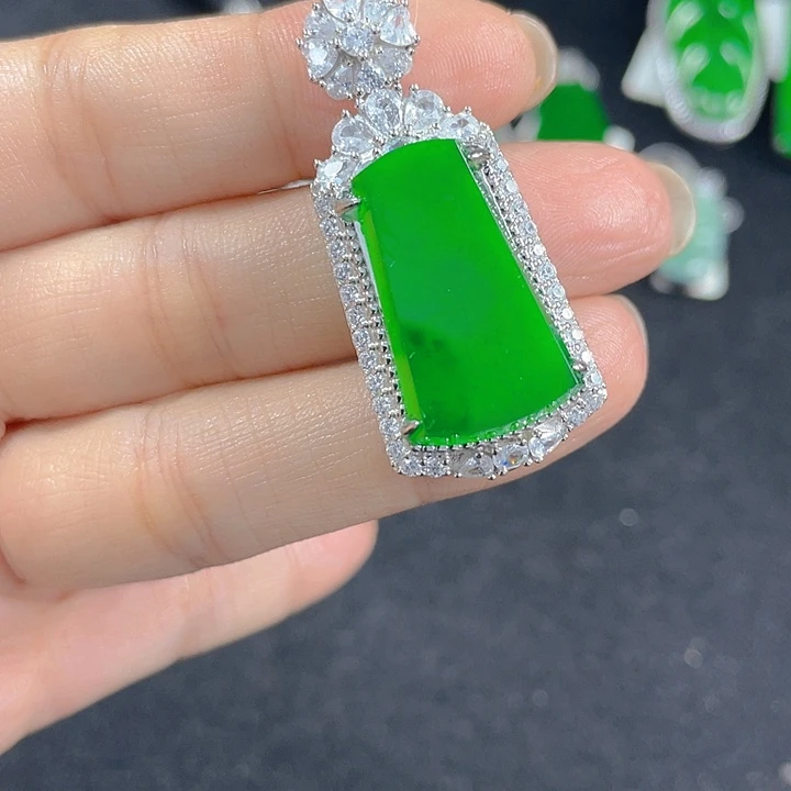 翡翠银S925镶嵌吊坠(不含链)