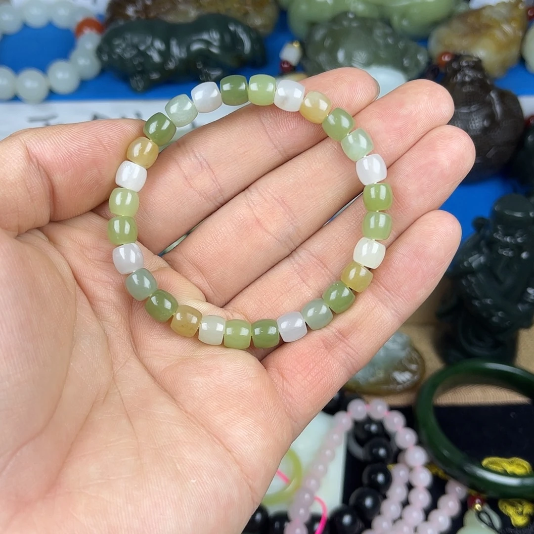 和田玉未镶嵌颈饰7毫米直切新疆和田玉多宝