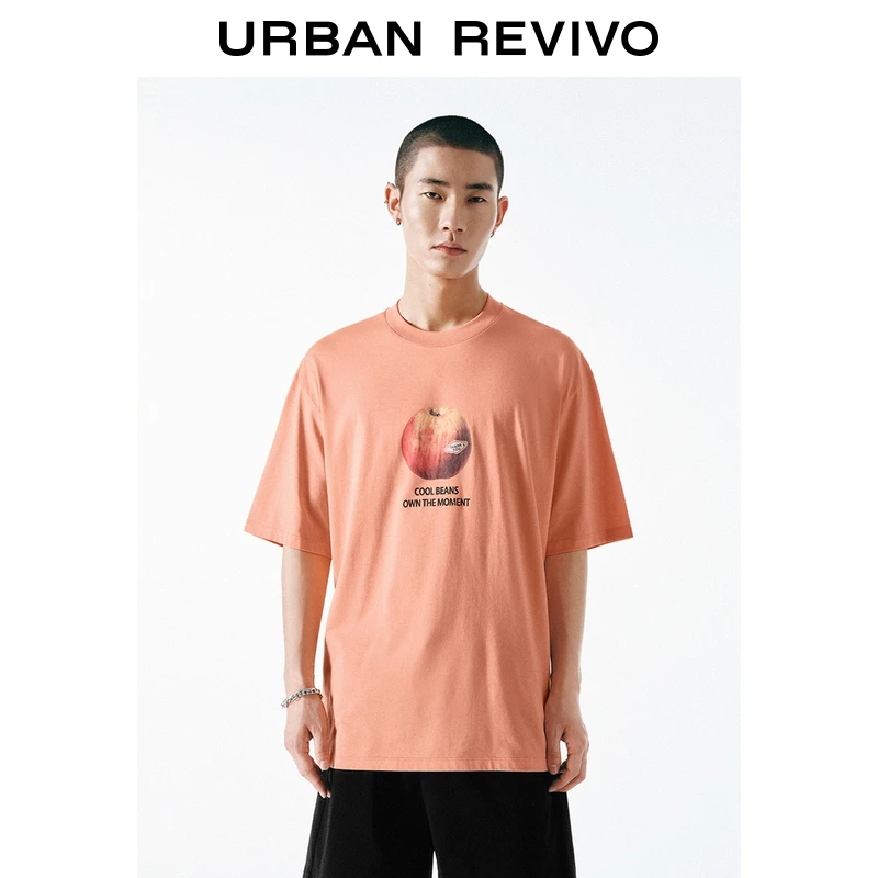 UR2025春季新款男装时尚休闲撞色印花棉质短袖T恤UMY450045