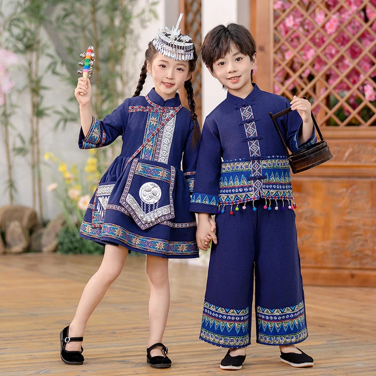 幼儿园少数民族服装壮族侗族傣族苗族舞蹈服男女宝宝三月三表演服