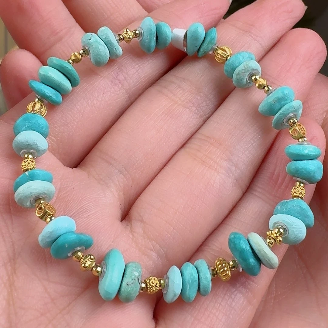 绿松石珠宝奇石18K金镶嵌