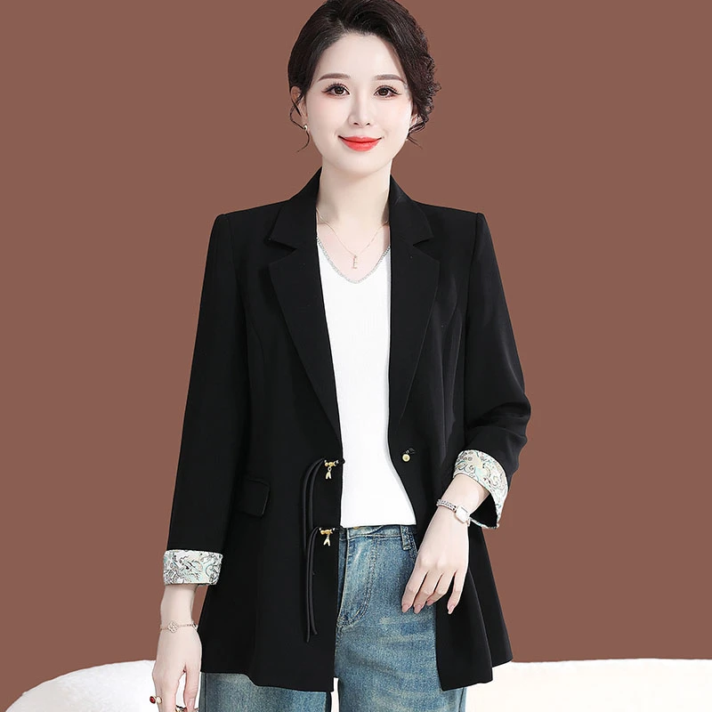中年女士西装外套贵夫人时尚洋气中式上衣中老年妈妈春秋新款西服