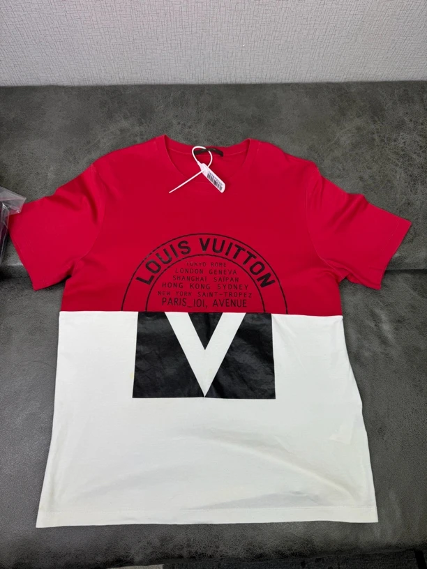95新 LouisVuitton/路易威登 白红拼接短袖XL码97新