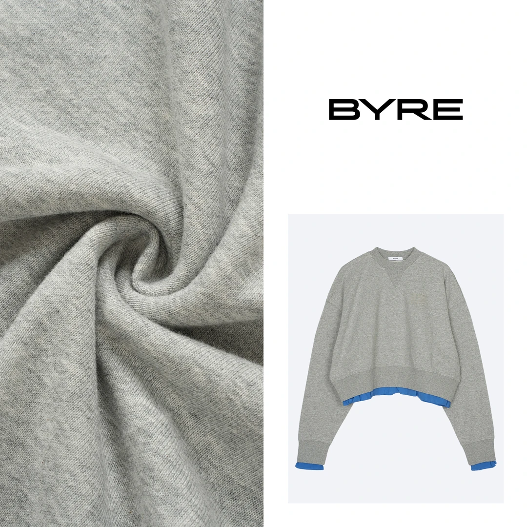 BY609 灰色假两件卫衣【冷水手洗】