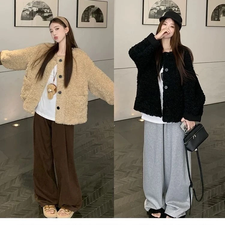 慵懒风环保减龄上衣秋冬款宽松加厚小香风外套短款时尚休闲