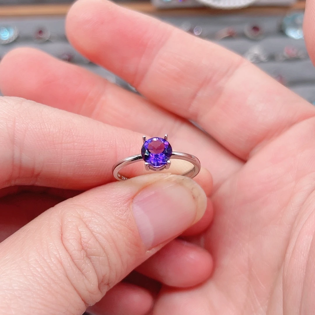 紫晶活口戒指银S925镶嵌