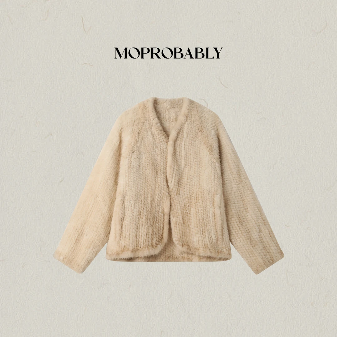 Moprobably李予诺「貂绒织境」进口天鹅绒本色双面密编水貂L5481035