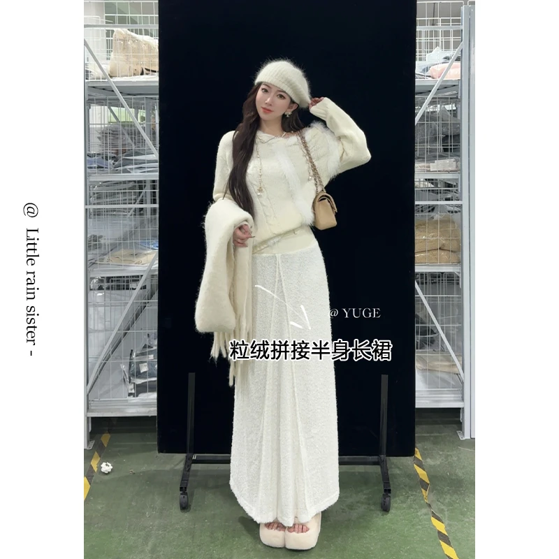 小雨姐姐新款【雪粒半身裙】秋冬款颗粒感保暖中长款半身长裙百搭