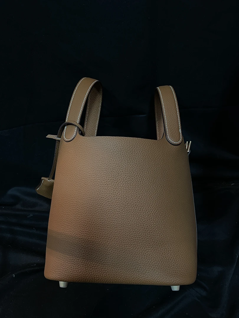 LQ-WITH-QUEEN真皮女包棕色菜篮子