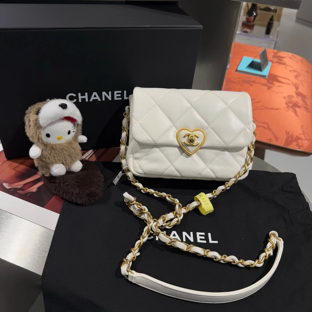 99新 Chanel/香奈儿 chanel 芯片款 23s 珐琅扣 白色金扣 方胖子