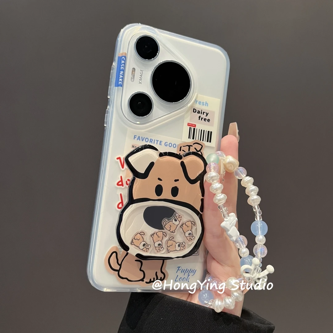 趣味标签卡其色线条狗狗适用华为pura70pro+新款手机壳pura80pro