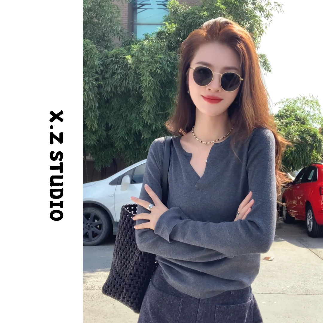 X.ZHEN【极简剪刀领翻袖】早秋高级感女装贵气出游服装独特漂亮小衫