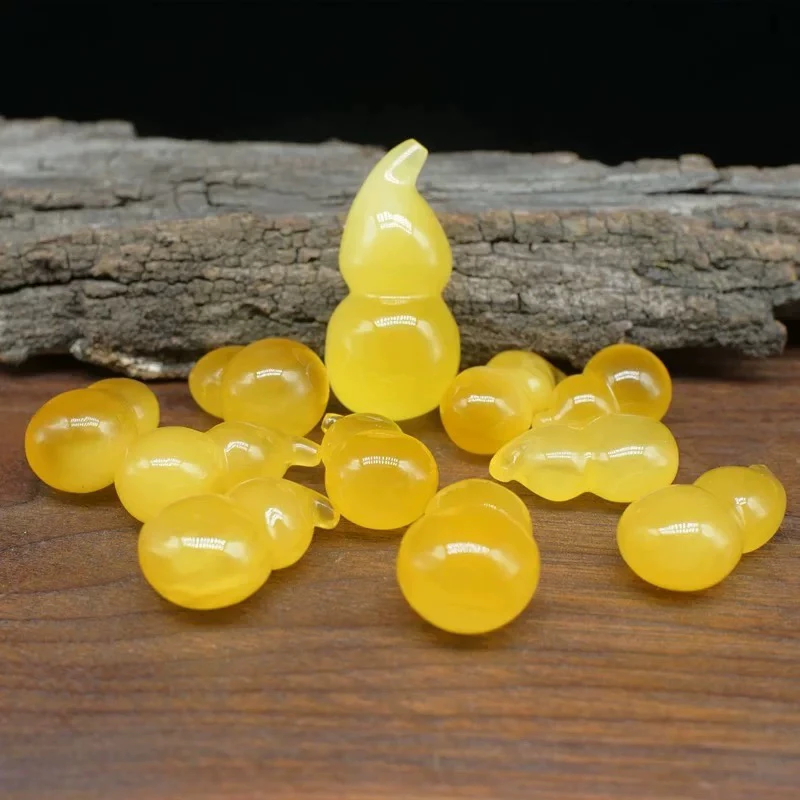 天然原矿琥珀蜜蜡葫芦福禄锁骨链苏工精雕立体吊坠鸡油黄隔珠配