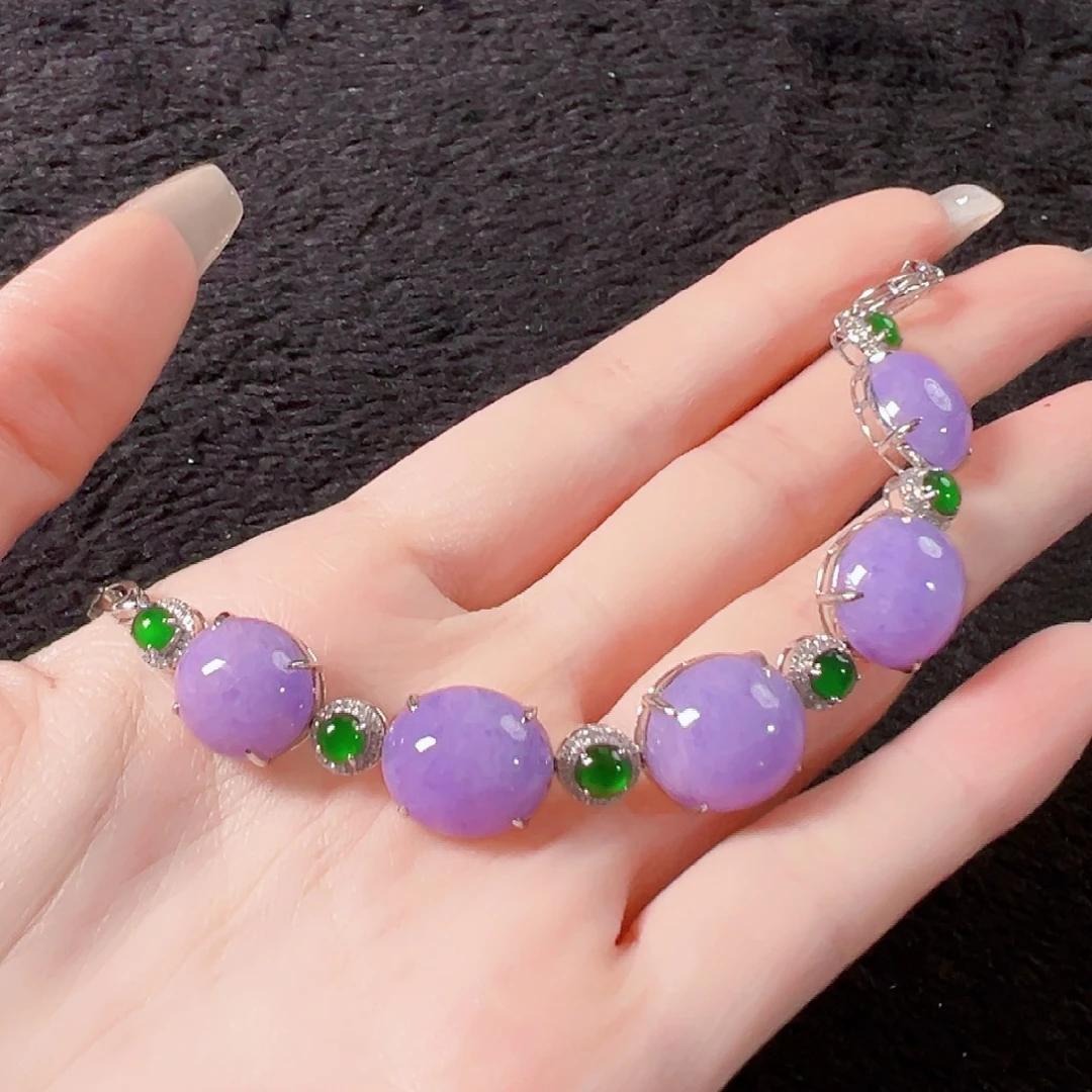 翡翠18K金镶嵌手链签收后24小时鉴赏期，过时不退