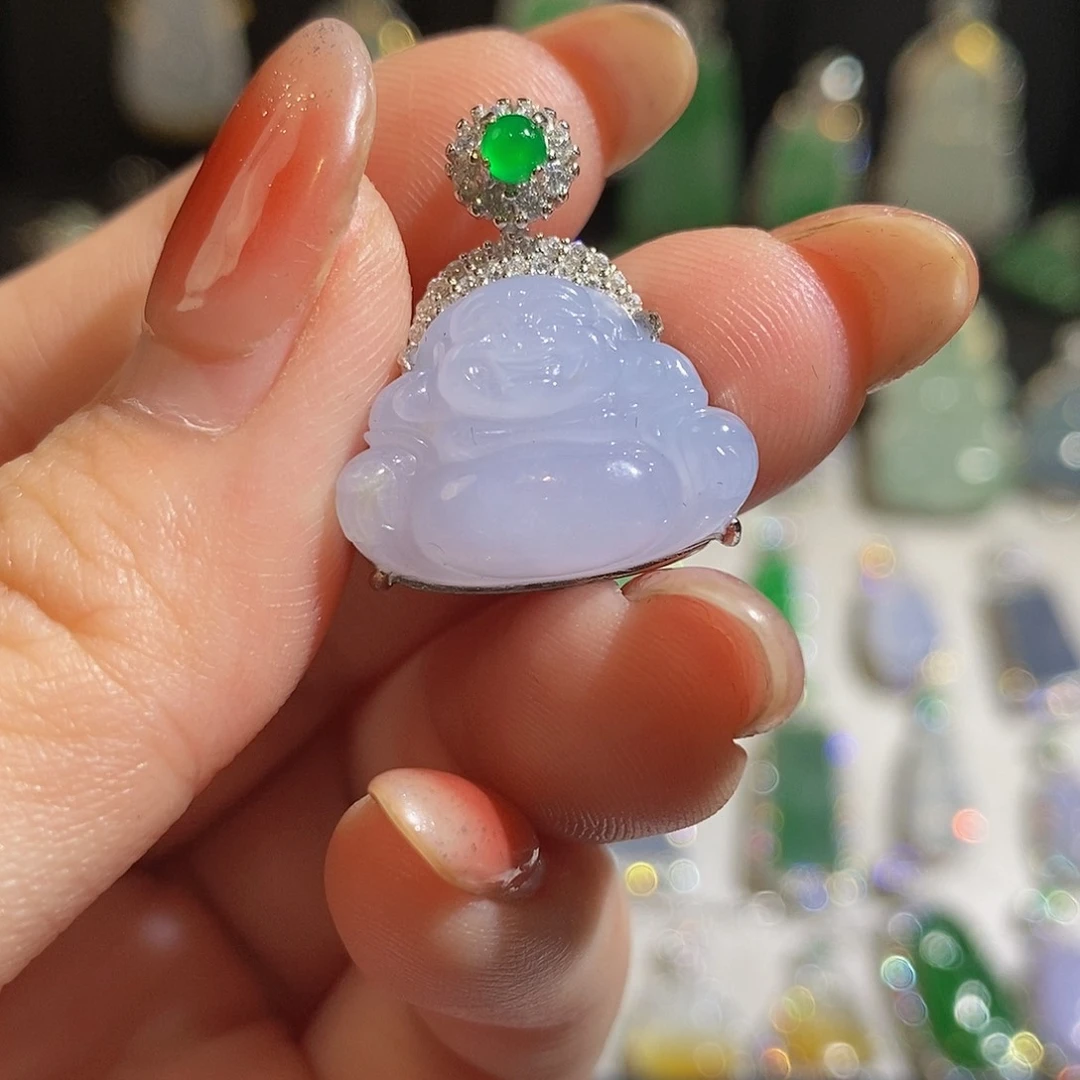 翡翠颈饰银S925镶嵌天然翡翠