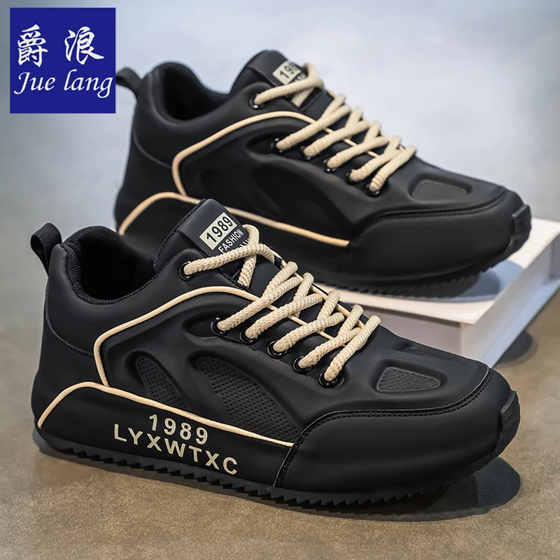 爵浪2025春季新款跑步网面潮鞋男士百搭休闲潮流透气韩版运动板鞋