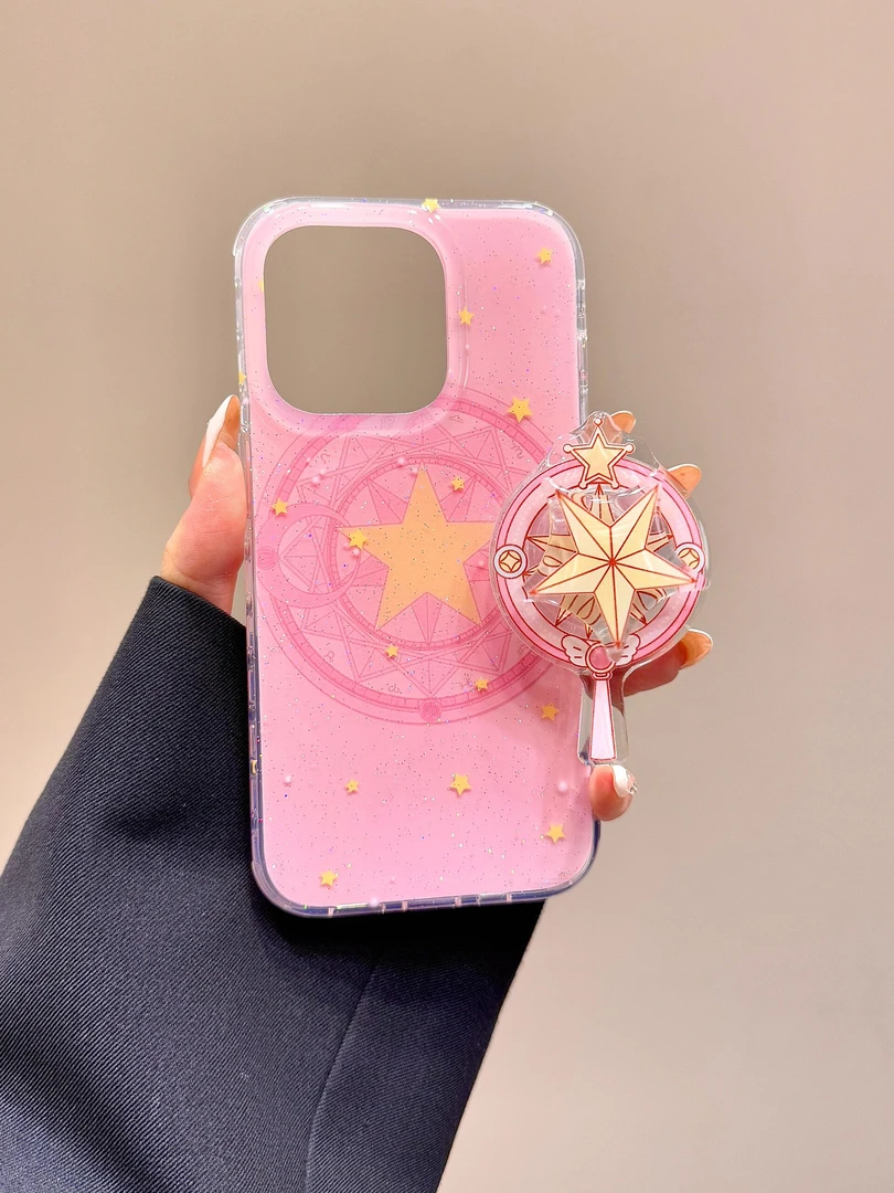 可爱美少女小樱魔法星杖适用苹果16双层iphone15支架14/13手机壳