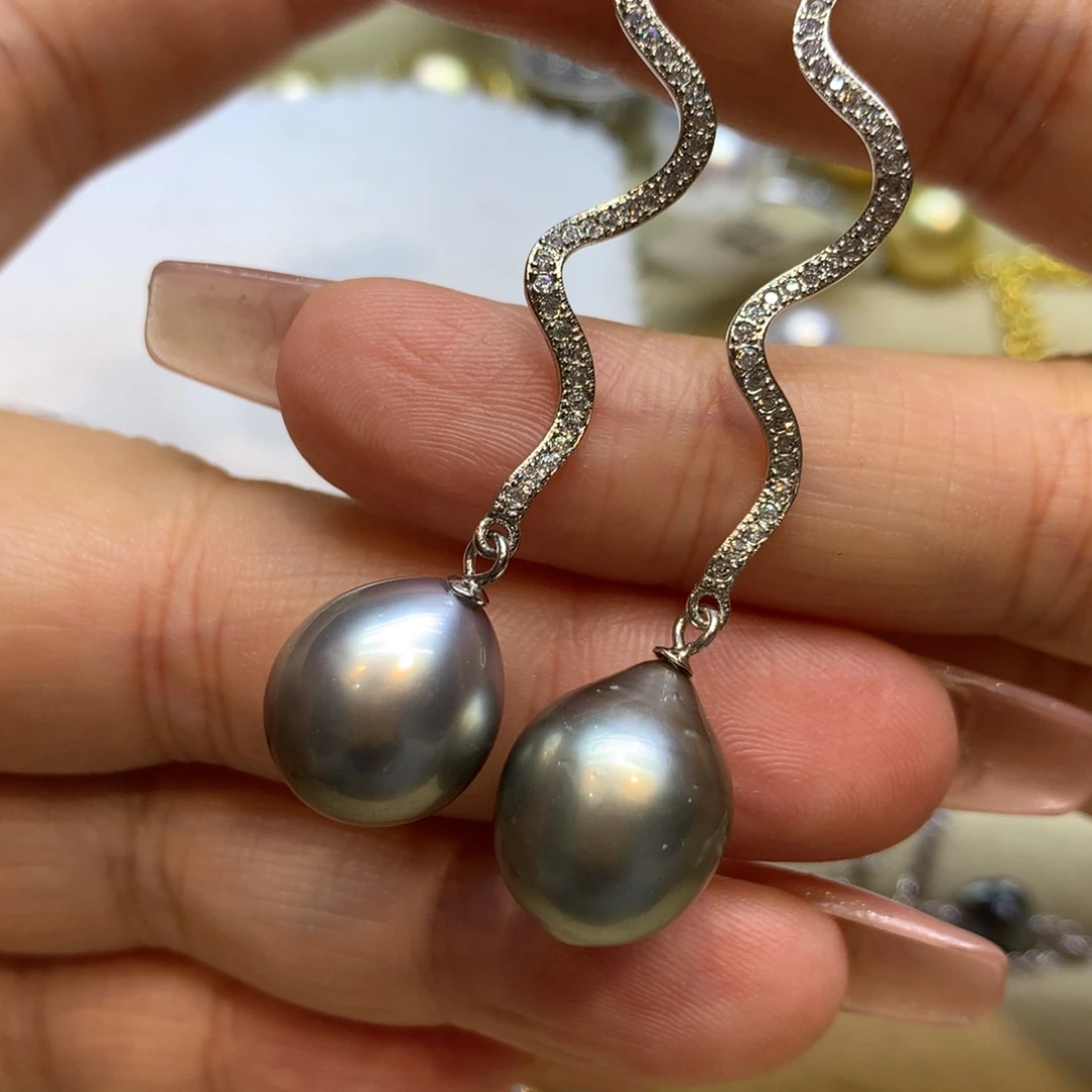 银S925镶嵌耳饰海水珍珠