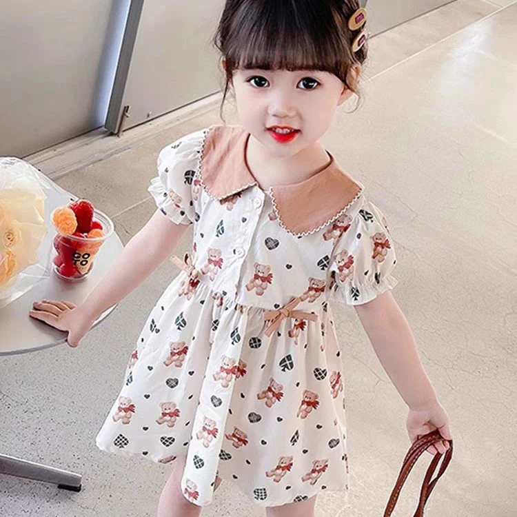 女童洋气可爱薄款短袖夏季连衣裙女宝宝韩版时髦新款夏装裙子0553