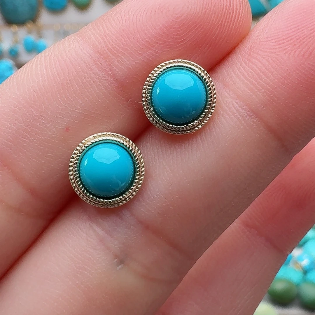 绿松石未镶嵌耳饰