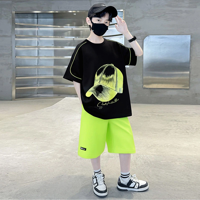 儿童装男童夏装套装2025新款大童男孩薄款短袖夏季夏款运动酷帅潮