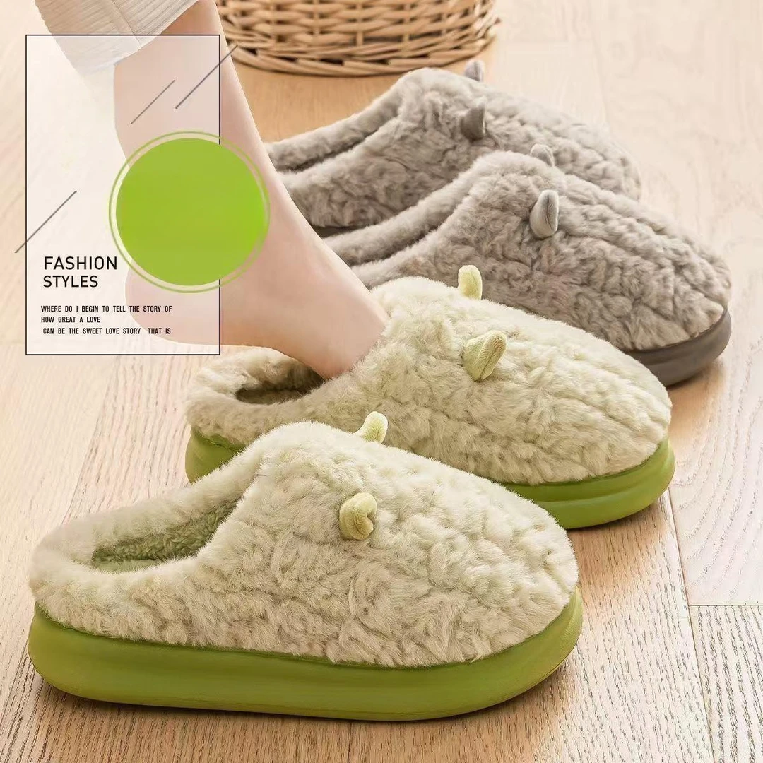 【居家好物】居家棉拖鞋女士加绒保暖鞋毛毛鞋月子鞋包头拖棉拖鞋