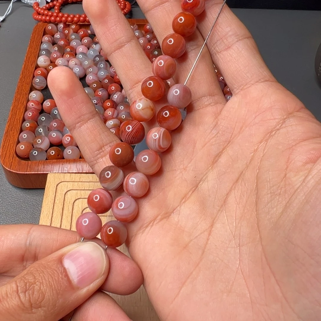 绿***山南红玛瑙未镶嵌529号南红缠丝20粒打包9.9+