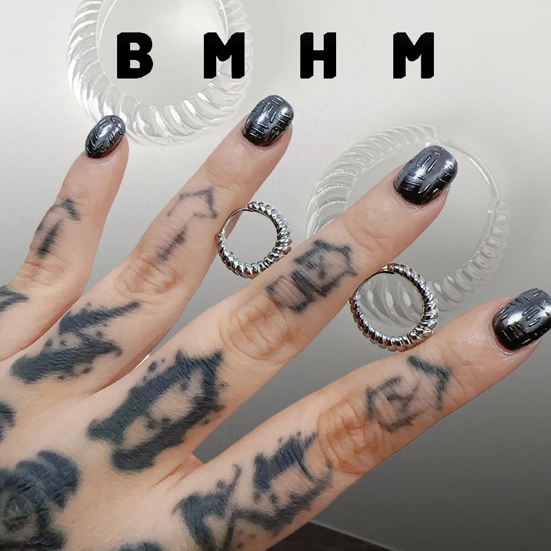 BMHM 铜合金耳饰 925银针众设计感高级素圈耳圈法式耳扣日常百搭