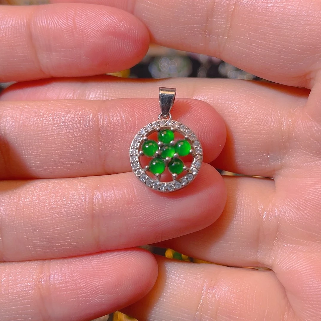 翡翠银S925镶嵌吊坠(不含链)