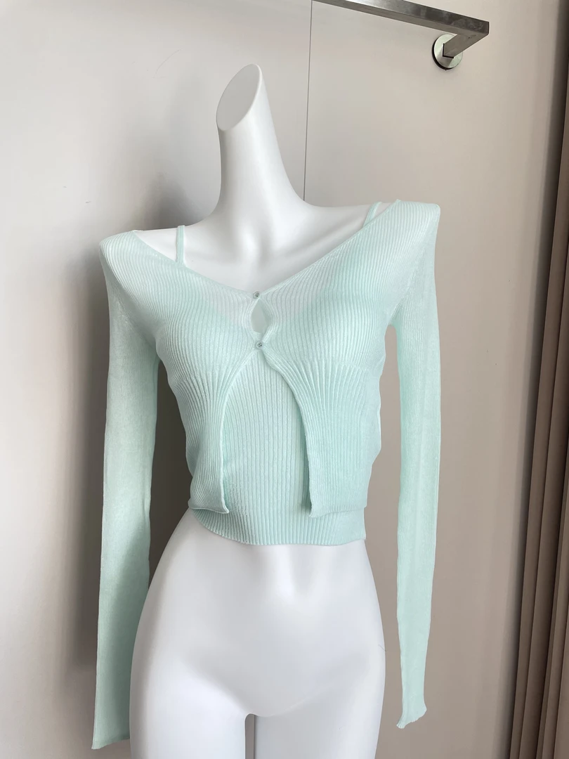 DS【香草冰淇淋】 带点小微透~“降温温感”吊带/开衫套组