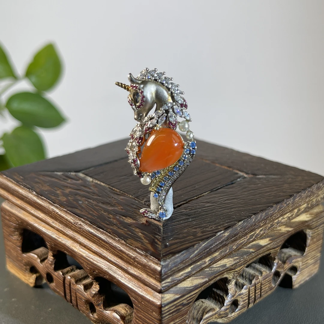 JGB20-017   南红-S925银镶吊坠