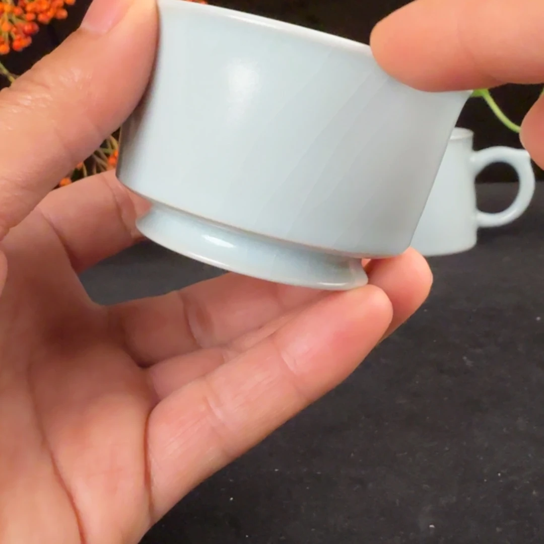 陶摆件汝瓷月白君子杯