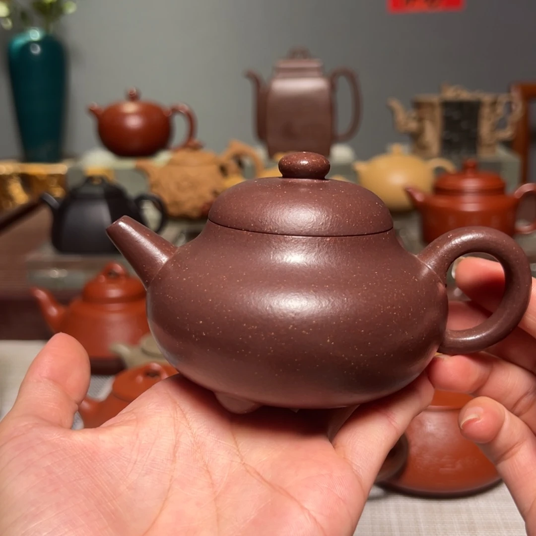 茶壶紫砂全手工禧瓢手麽紫泥20目粗砂200cc