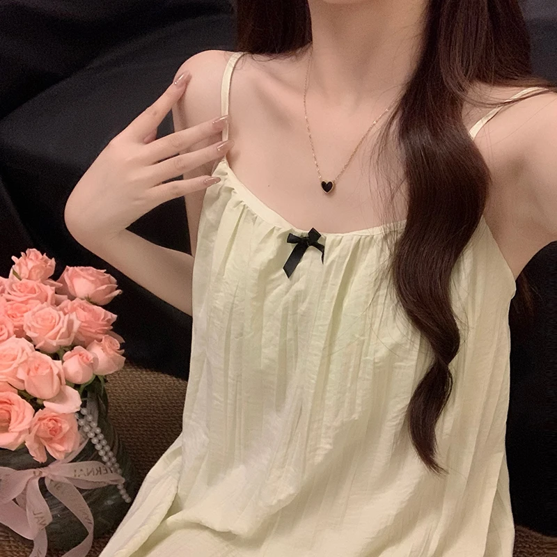 吊带睡裙女款夏季带胸垫大码爆款2025新款甜美清新简约家居服睡衣