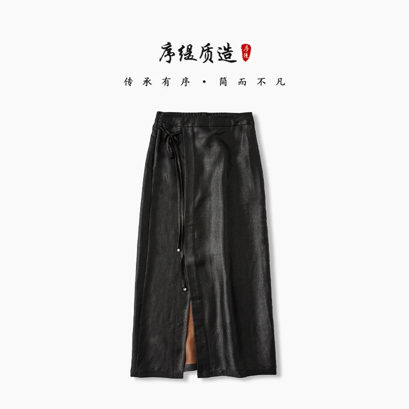 序缇新款春夏复古国风新中式女装桑蚕丝半身裙H66-11269