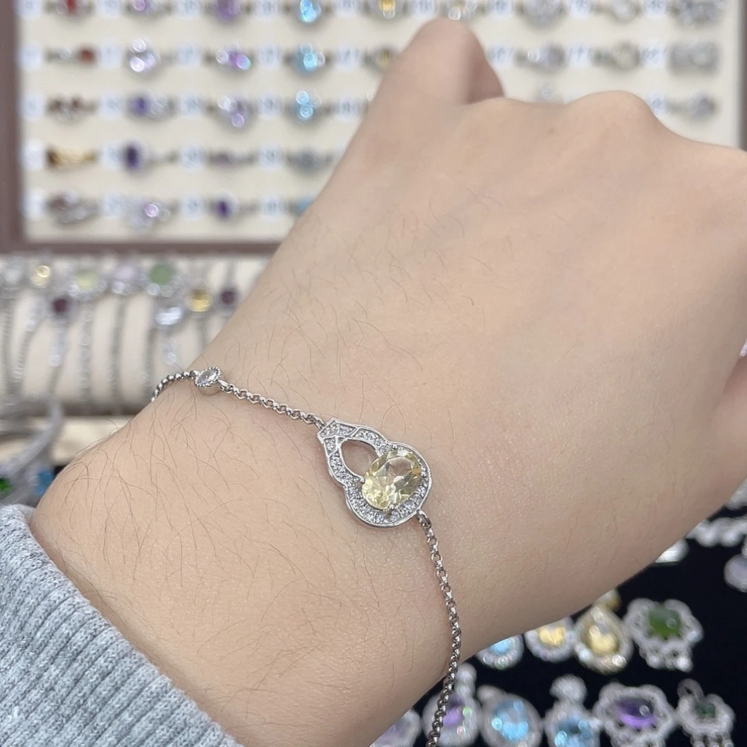 黄晶手链银S925镶嵌